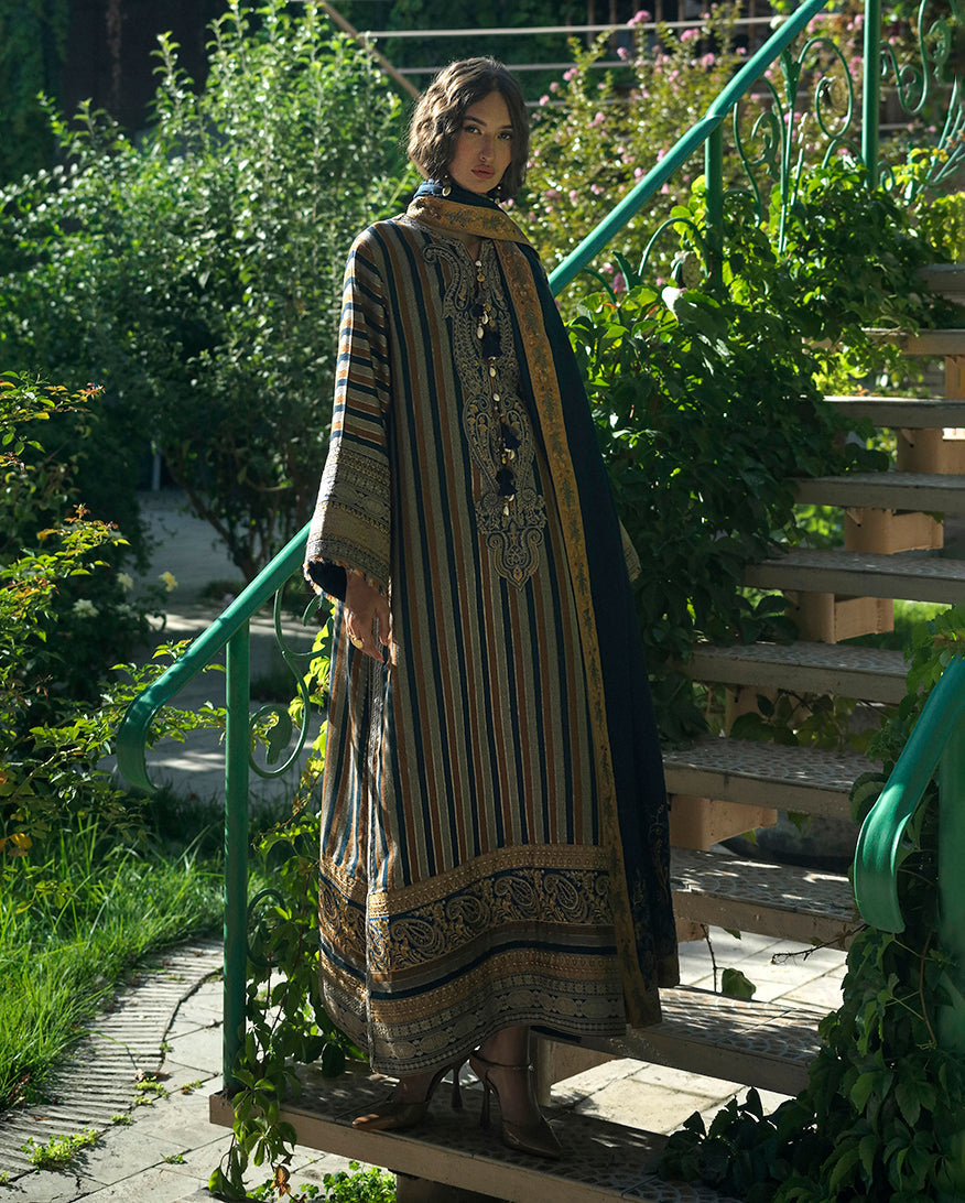 Mushq Broadway Embroidered Jacquard Unstitched 3Pc Suit - Gilded Arch