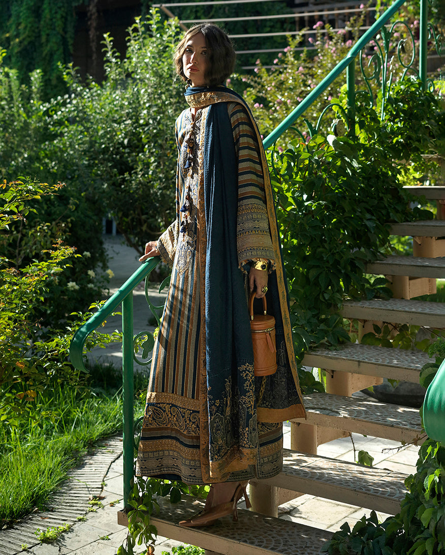 Mushq Broadway Embroidered Jacquard Unstitched 3Pc Suit - Gilded Arch
