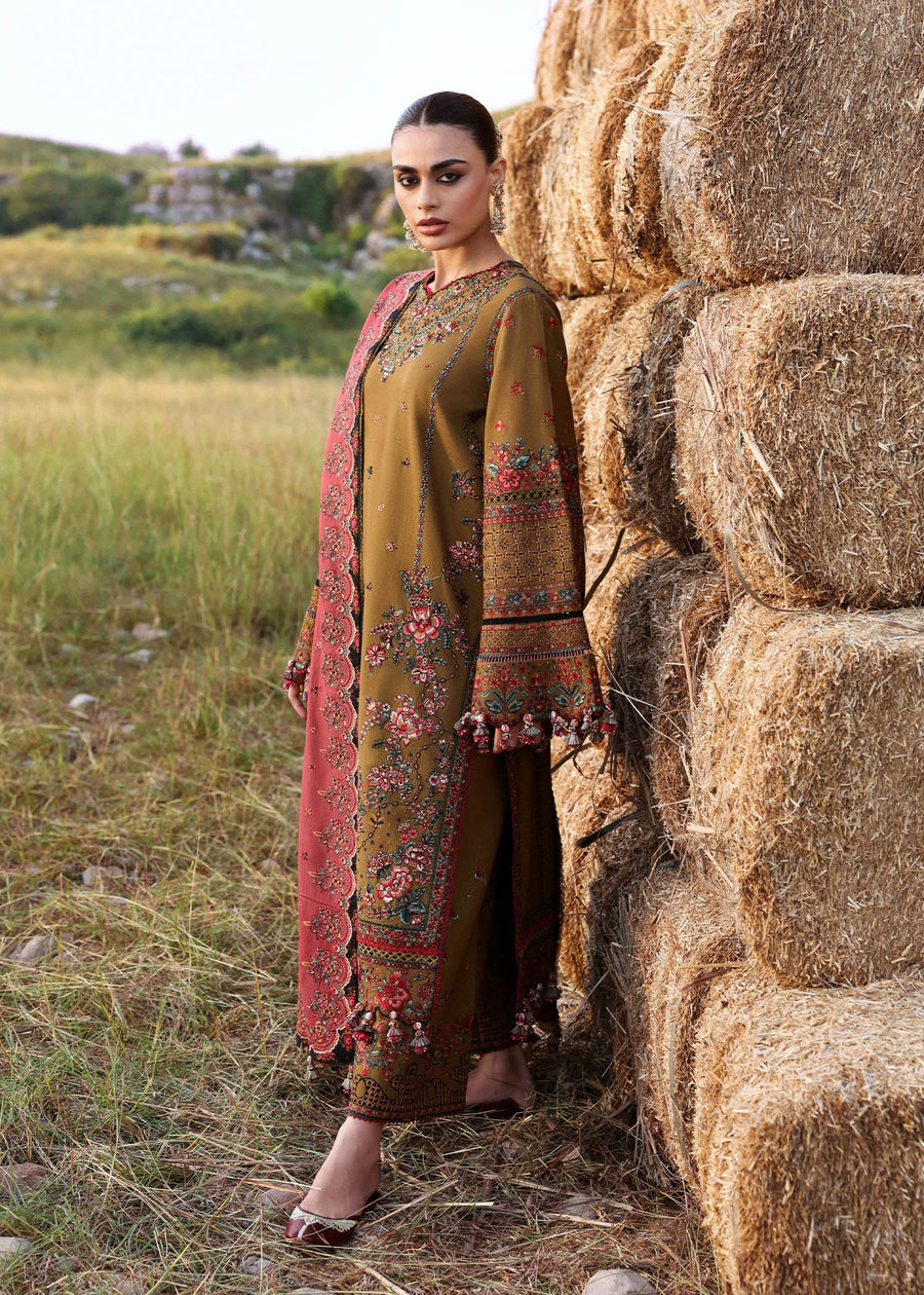 Hussain Rehar Embroidered Khaddar Unstitched 3Pc Suit - Gitiara