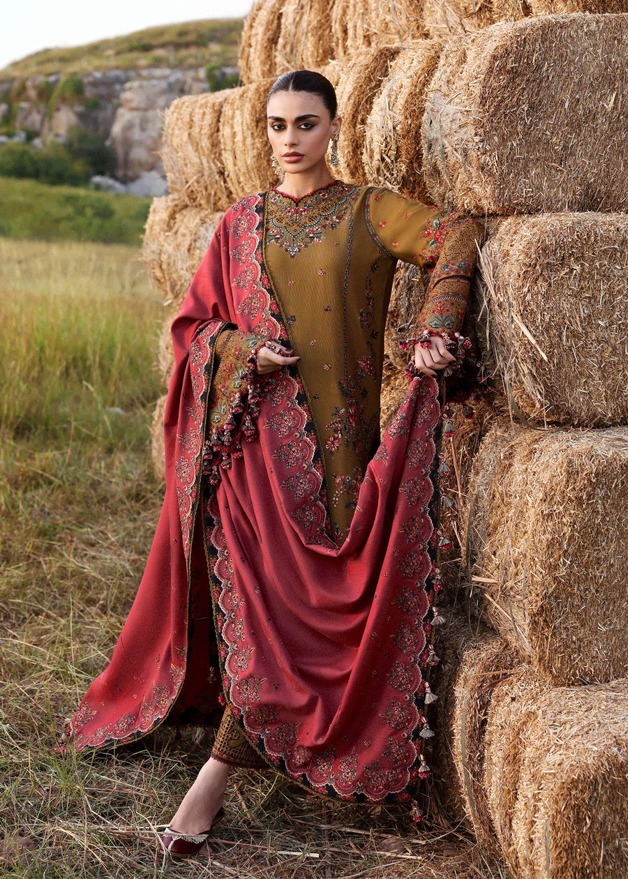 Hussain Rehar Embroidered Khaddar Unstitched 3Pc Suit - Gitiara