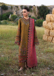 Hussain Rehar Embroidered Khaddar Unstitched 3Pc Suit - Gitiara