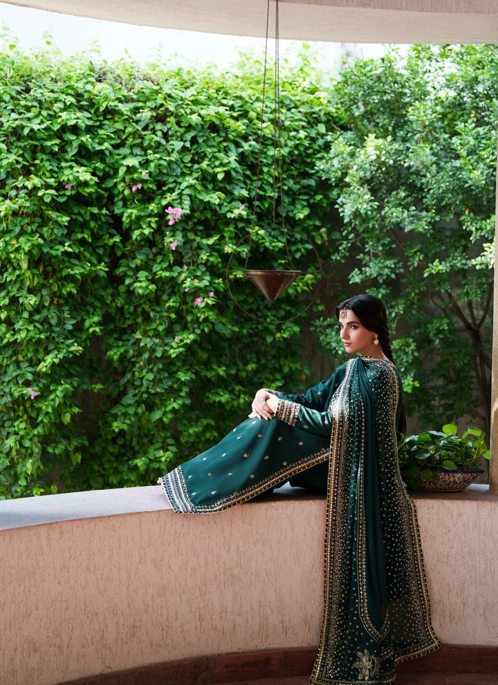 Neeshay Shagun Embroidered Raw Silk Unstitched 3Pc Suit - GOHAR