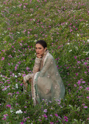 Hussain Rehar Festive Embroidered Korean Raw Silk Unstitched 3Pc Suit - GOHAR ARA