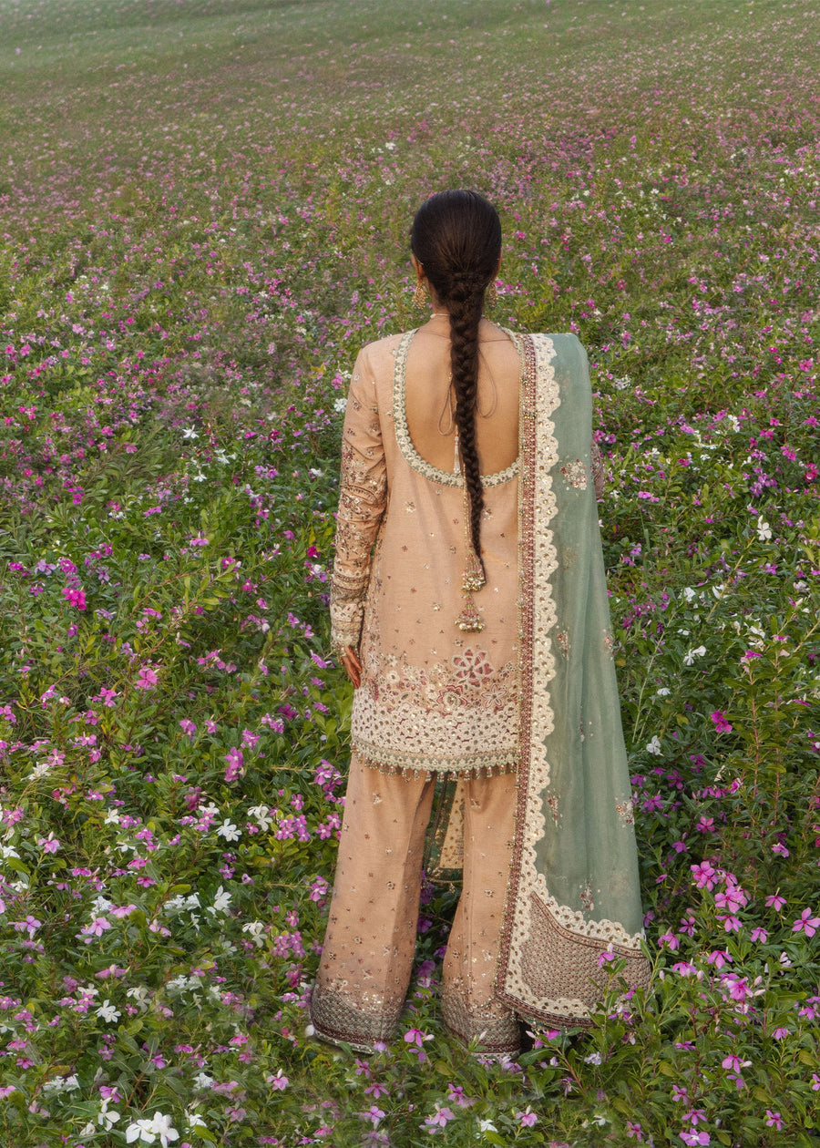 Hussain Rehar Festive Embroidered Korean Raw Silk Unstitched 3Pc Suit - GOHAR ARA