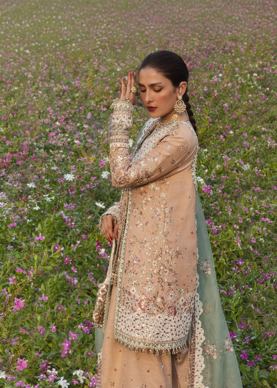 Hussain Rehar Festive Embroidered Korean Raw Silk Unstitched 3Pc Suit - GOHAR ARA