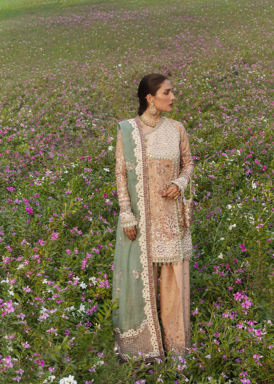 Hussain Rehar Festive Embroidered Korean Raw Silk Unstitched 3Pc Suit - GOHAR ARA