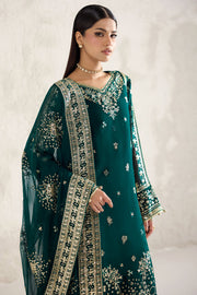 Farasha Embroidered Luxury Chiffon Unstitched 3Pc Suit - Gold Radiance