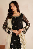 Farasha Luxury Embroidered Chiffon Unstitched 3Pc Suit - Gold Shadow