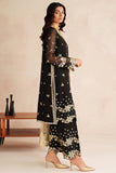 Farasha Luxury Embroidered Chiffon Unstitched 3Pc Suit - Gold Shadow