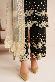 Farasha Luxury Embroidered Chiffon Unstitched 3Pc Suit - Gold Shadow