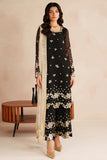 Farasha Luxury Embroidered Chiffon Unstitched 3Pc Suit - Gold Shadow
