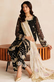 Farasha Luxury Embroidered Chiffon Unstitched 3Pc Suit - Gold Shadow