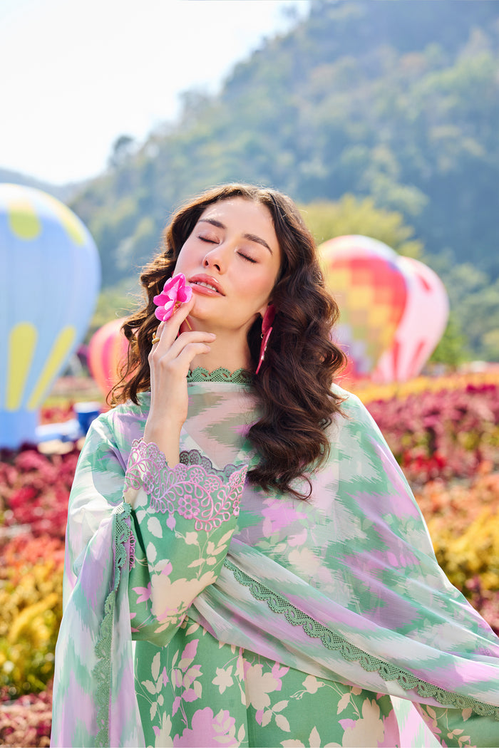 Farasha Summer Escape Embroidered Lawn Unstitched 3Pc Suit - Golden Spring
