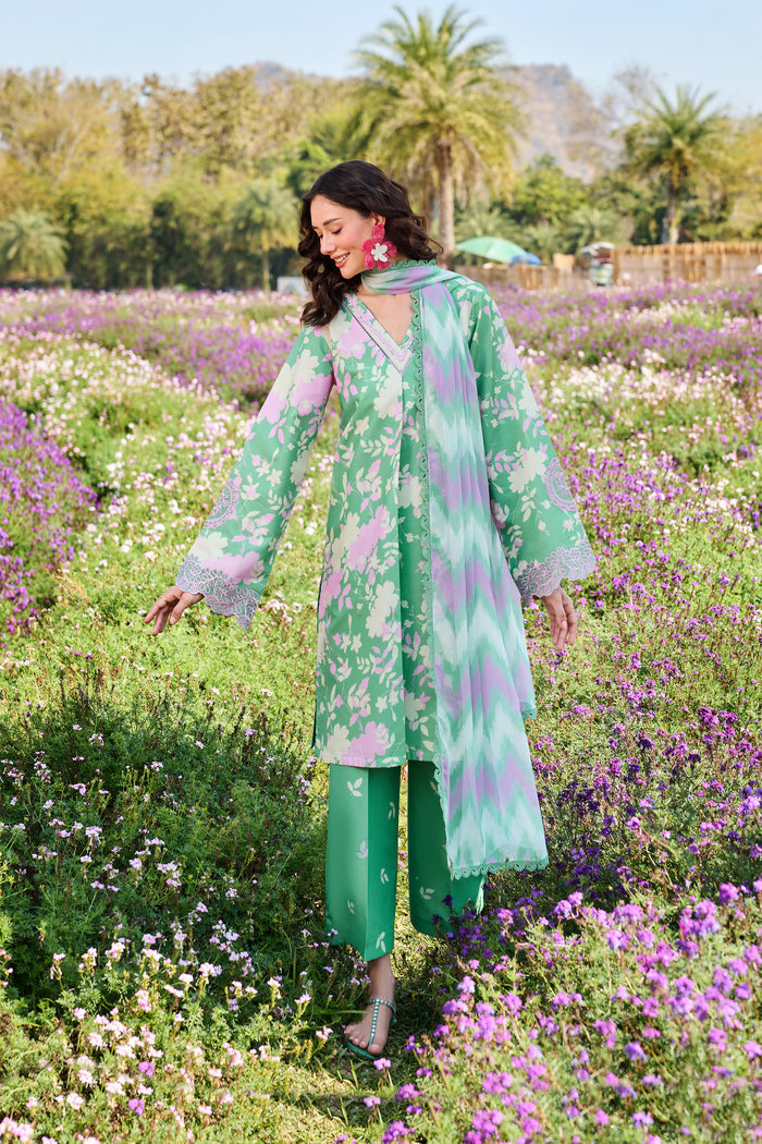 Farasha Summer Escape Embroidered Lawn Unstitched 3Pc Suit - Golden Spring