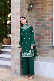 Farasha Sorine Summer Embroidered Lawn Unstitched 3Pc Suit - Green Elegance