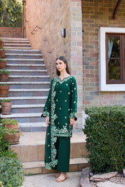 Farasha Sorine Summer Embroidered Lawn Unstitched 3Pc Suit - Green Elegance