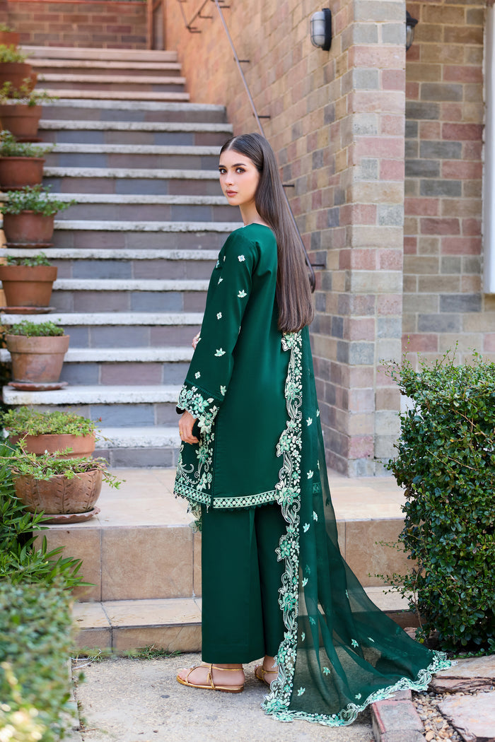 Farasha Sorine Summer Embroidered Lawn Unstitched 3Pc Suit - Green Elegance