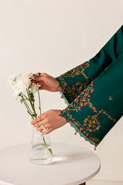 Farasha Summer Melody Embroidered Lawn Unstitched 3Pc Suit - Green Majesty