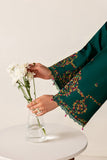 Farasha Summer Melody Embroidered Lawn Unstitched 3Pc Suit - Green Majesty