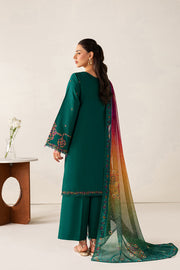 Farasha Summer Melody Embroidered Lawn Unstitched 3Pc Suit - Green Majesty