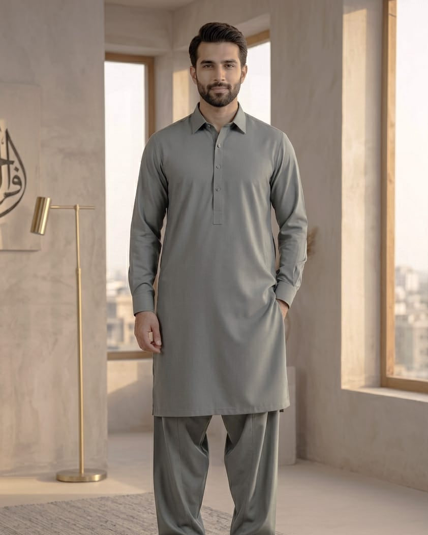 Imagination by Dynasty Fabrics Men's Unstitched Blended Suit - Green