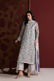 Farasha Fiorella Embroidered Chiffon Unstitched 3Pc Suit - Grey Opal