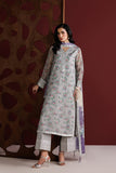 Farasha Fiorella Embroidered Chiffon Unstitched 3Pc Suit - Grey Opal