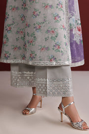 Farasha Fiorella Embroidered Chiffon Unstitched 3Pc Suit - Grey Opal