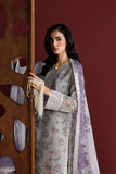 Farasha Fiorella Embroidered Chiffon Unstitched 3Pc Suit - Grey Opal