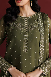 Farasha Luxury Formal Embroidered Chiffon Unstitched 3Pc Suit - Grove Allure