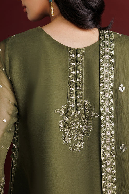 Farasha Luxury Formal Embroidered Chiffon Unstitched 3Pc Suit - Grove Allure