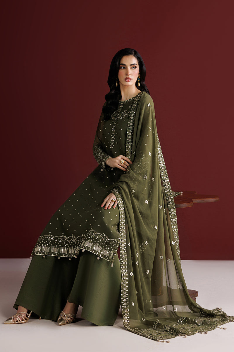Farasha Luxury Formal Embroidered Chiffon Unstitched 3Pc Suit - Grove Allure