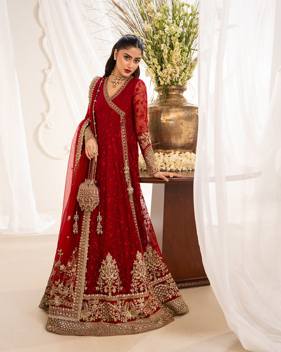 Rua by Faiza Saqlain Embroidered Chiffon Unstitched 3Pc Suit - GUL