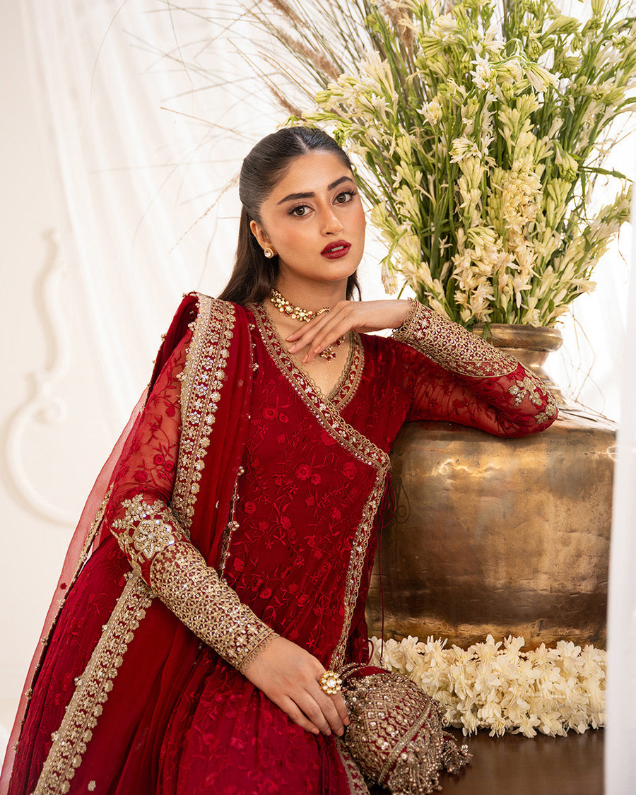Rua by Faiza Saqlain Embroidered Chiffon Unstitched 3Pc Suit - GUL