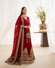 Rua by Faiza Saqlain Embroidered Chiffon Unstitched 3Pc Suit - GUL