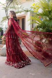 Noor by Azzal Embroidered Net Unstitched 3Pc Suit D-03 Gulaab
