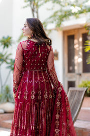 Noor by Azzal Embroidered Net Unstitched 3Pc Suit D-03 Gulaab