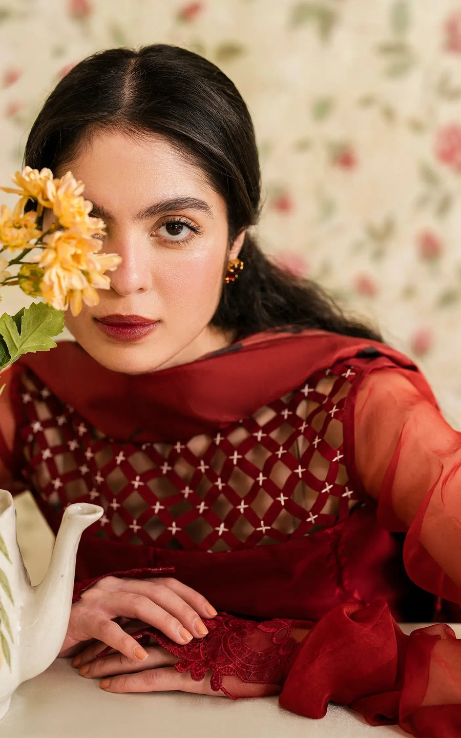 Asifa & Nabeel Meraki Vintage Embroidered Lawn Unstitched 3Pc Suit MVL25-20 Gulaal