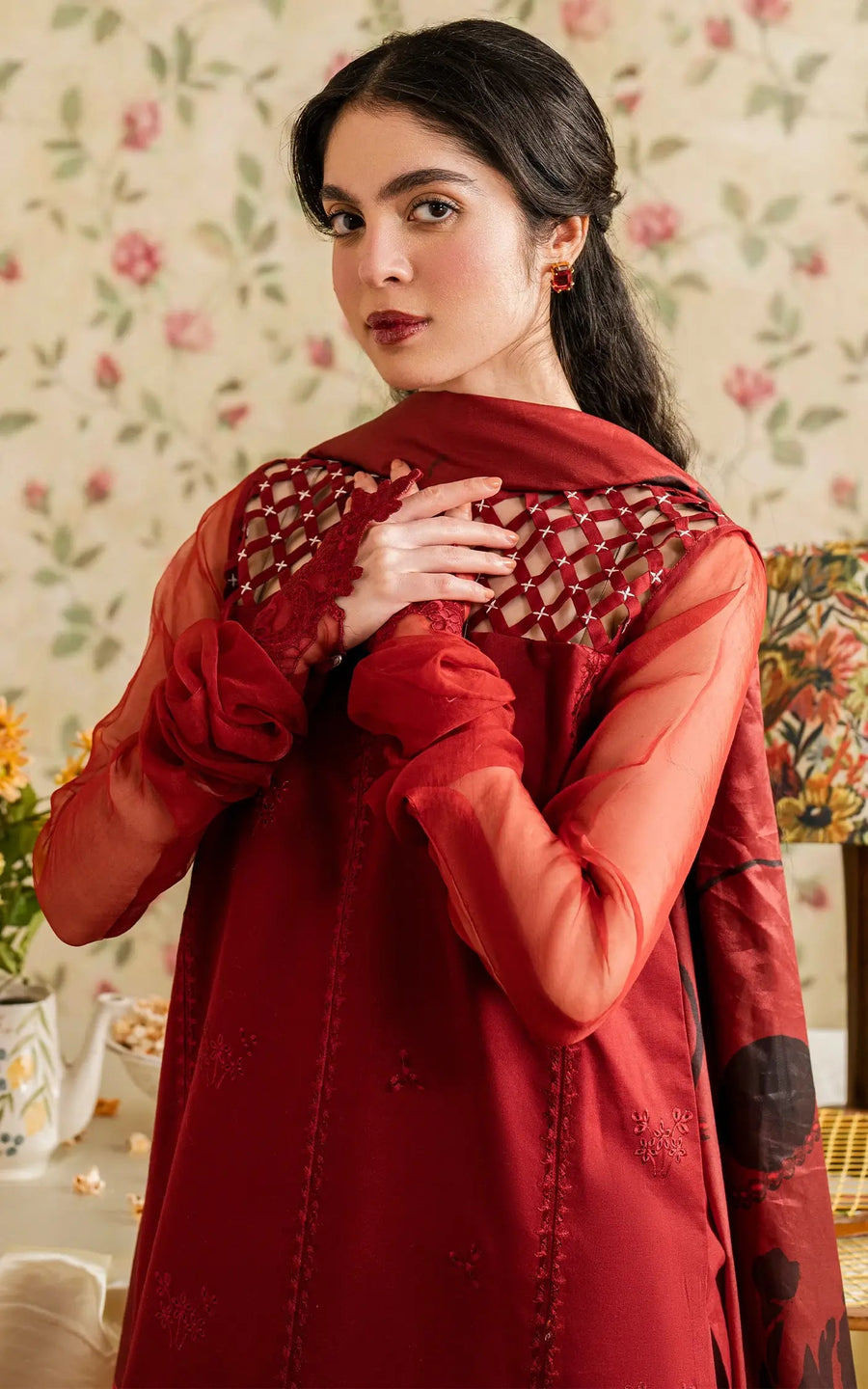 Asifa & Nabeel Meraki Vintage Embroidered Lawn Unstitched 3Pc Suit MVL25-20 Gulaal