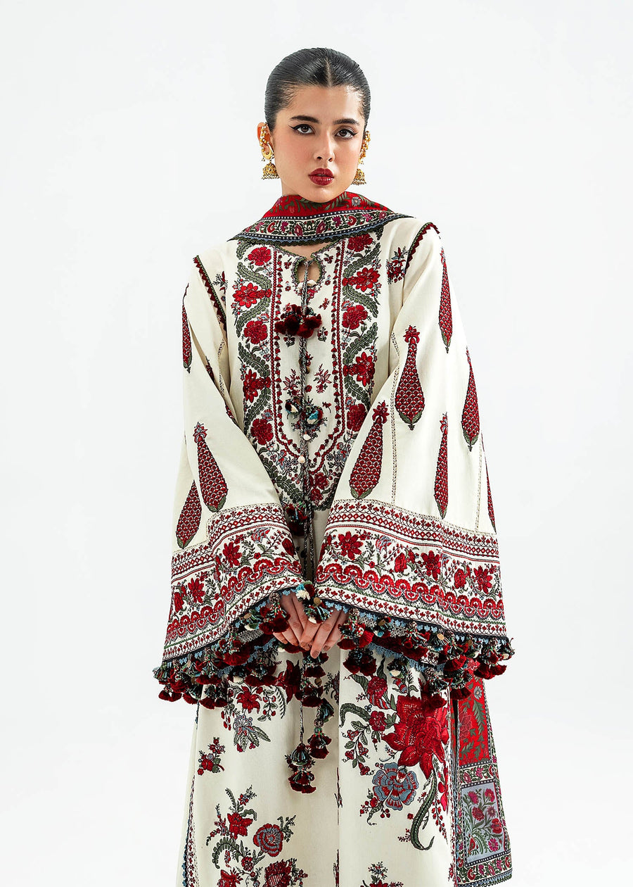 Hussain Rehar Embroidered Khaddar Unstitched 3Pc Suit - Gulban