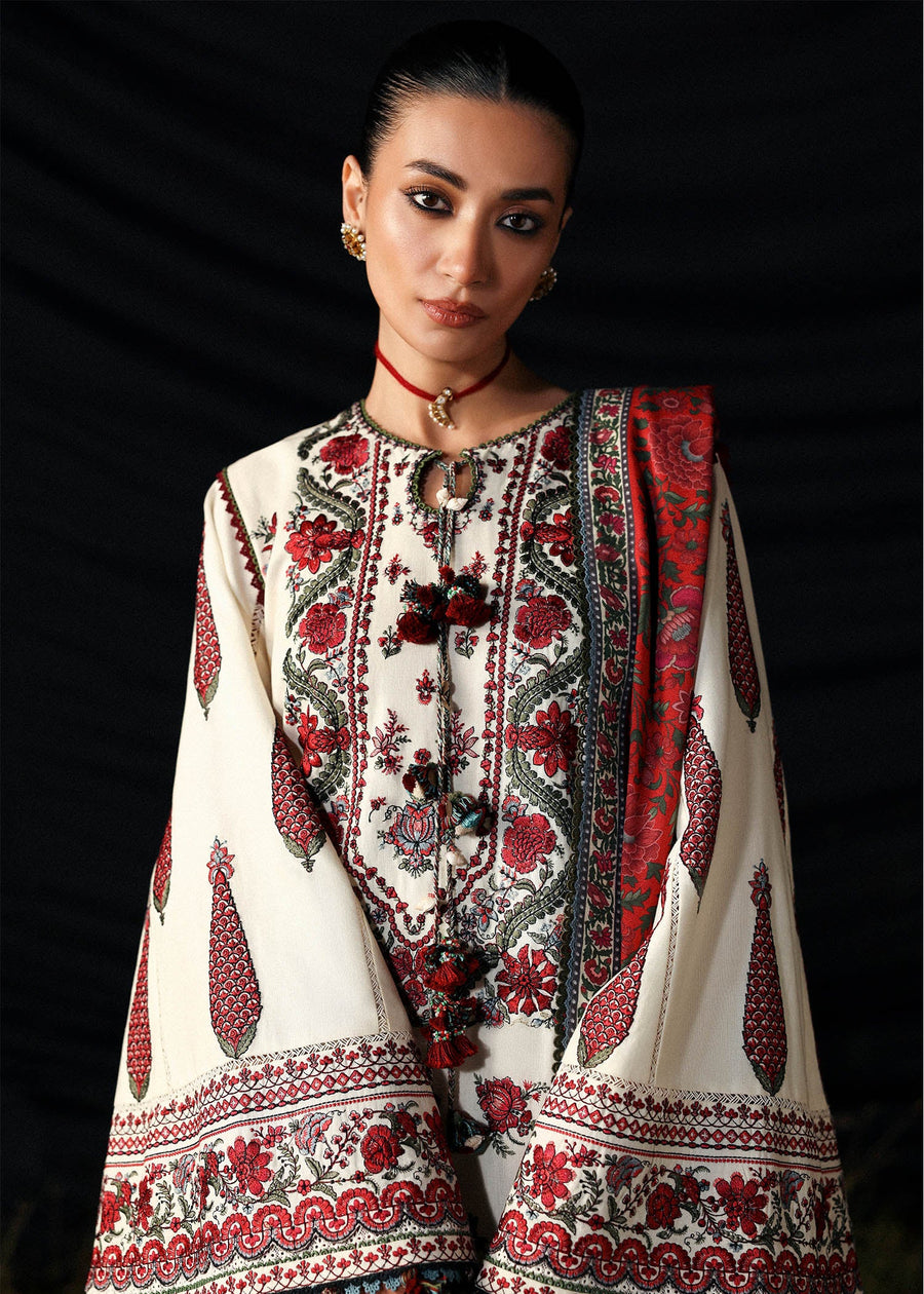 Hussain Rehar Embroidered Khaddar Unstitched 3Pc Suit - Gulban