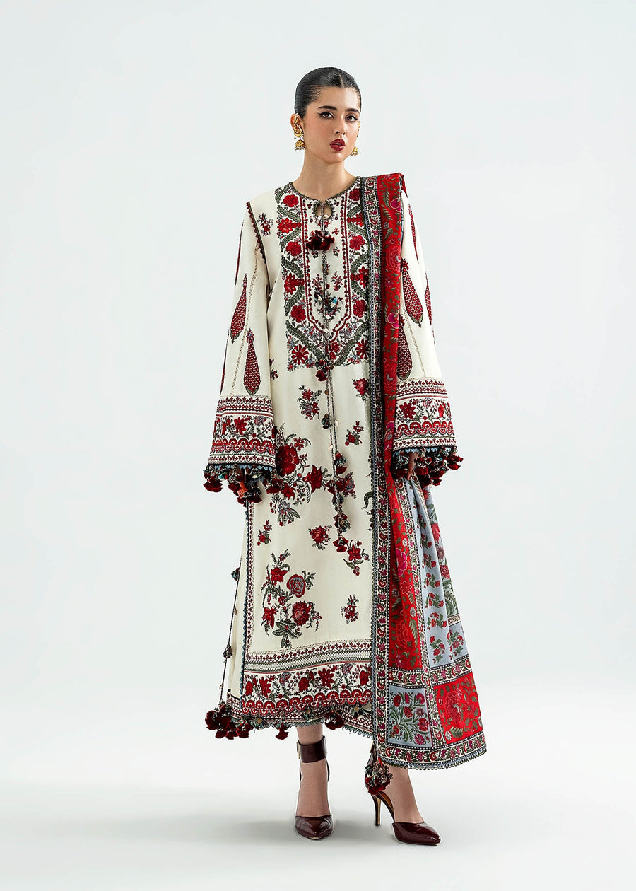 Hussain Rehar Embroidered Khaddar Unstitched 3Pc Suit - Gulban