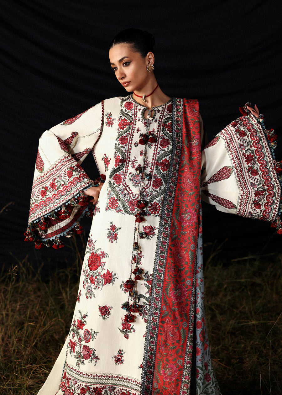 Hussain Rehar Embroidered Khaddar Unstitched 3Pc Suit - Gulban
