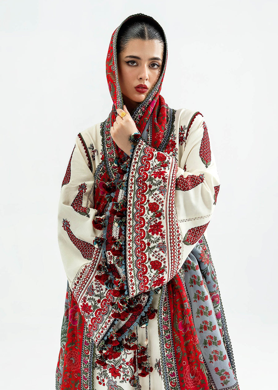 Hussain Rehar Embroidered Khaddar Unstitched 3Pc Suit - Gulban