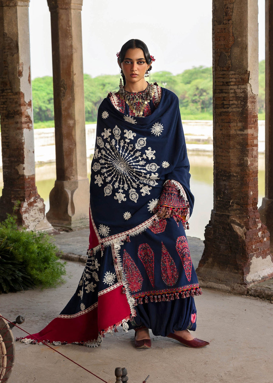 Hussain Rehar Embroidered Karandi Unstitched 3Pc Suit - Gulbano