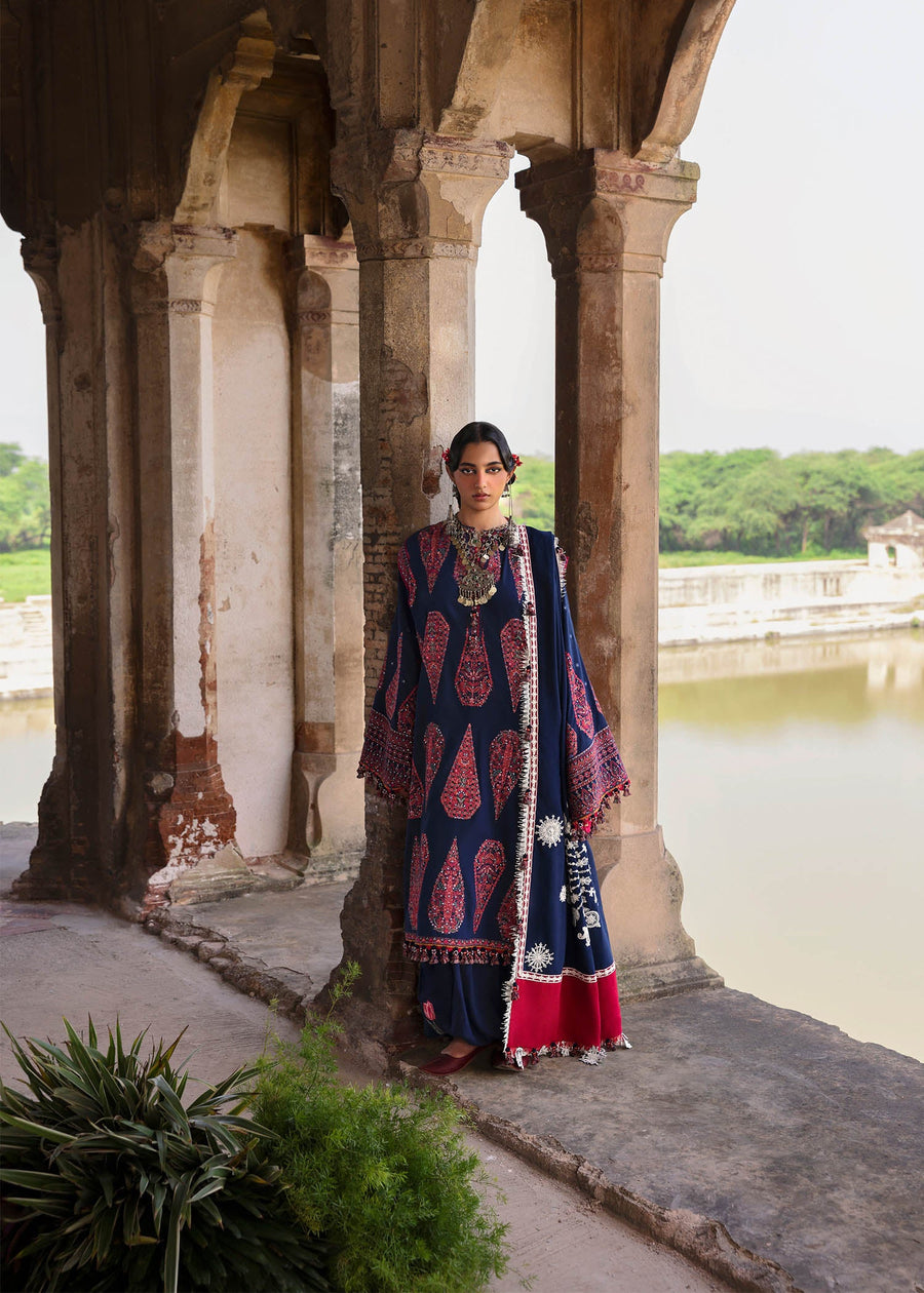 Hussain Rehar Embroidered Karandi Unstitched 3Pc Suit - Gulbano