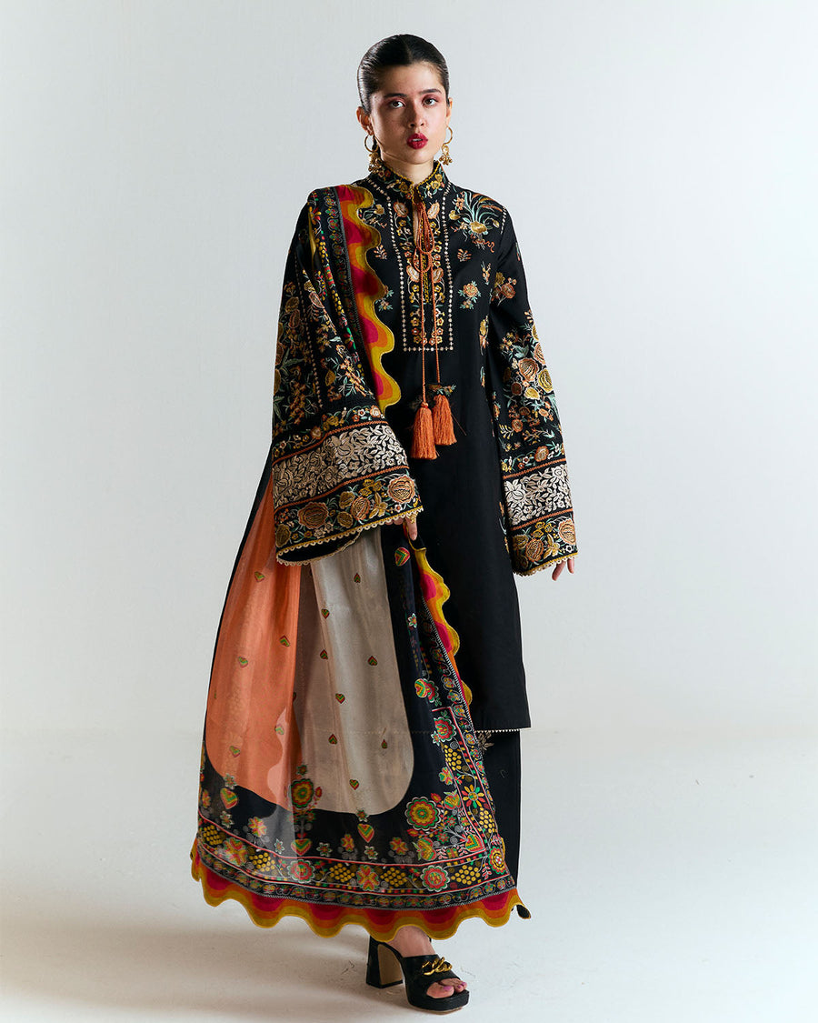 Jugnu by Hussain Rehar Unstitched Embroidered Lawn 3Pc Suit - Gulbar
