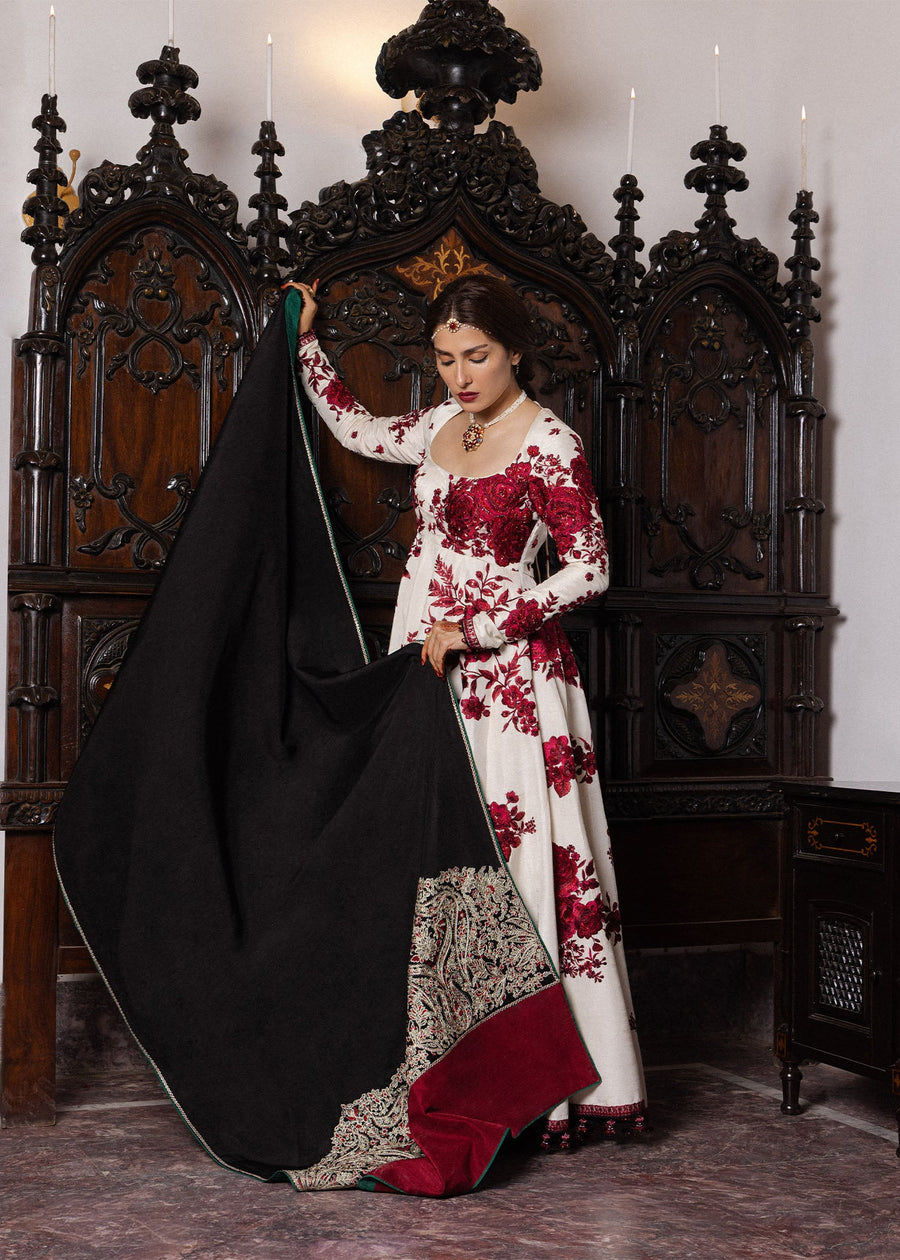 Hussain Rehar Festive Embroidered Korean Raw Silk Unstitched 3Pc Suit - GULNAR