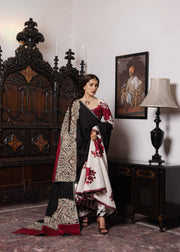 Hussain Rehar Festive Embroidered Korean Raw Silk Unstitched 3Pc Suit - GULNAR