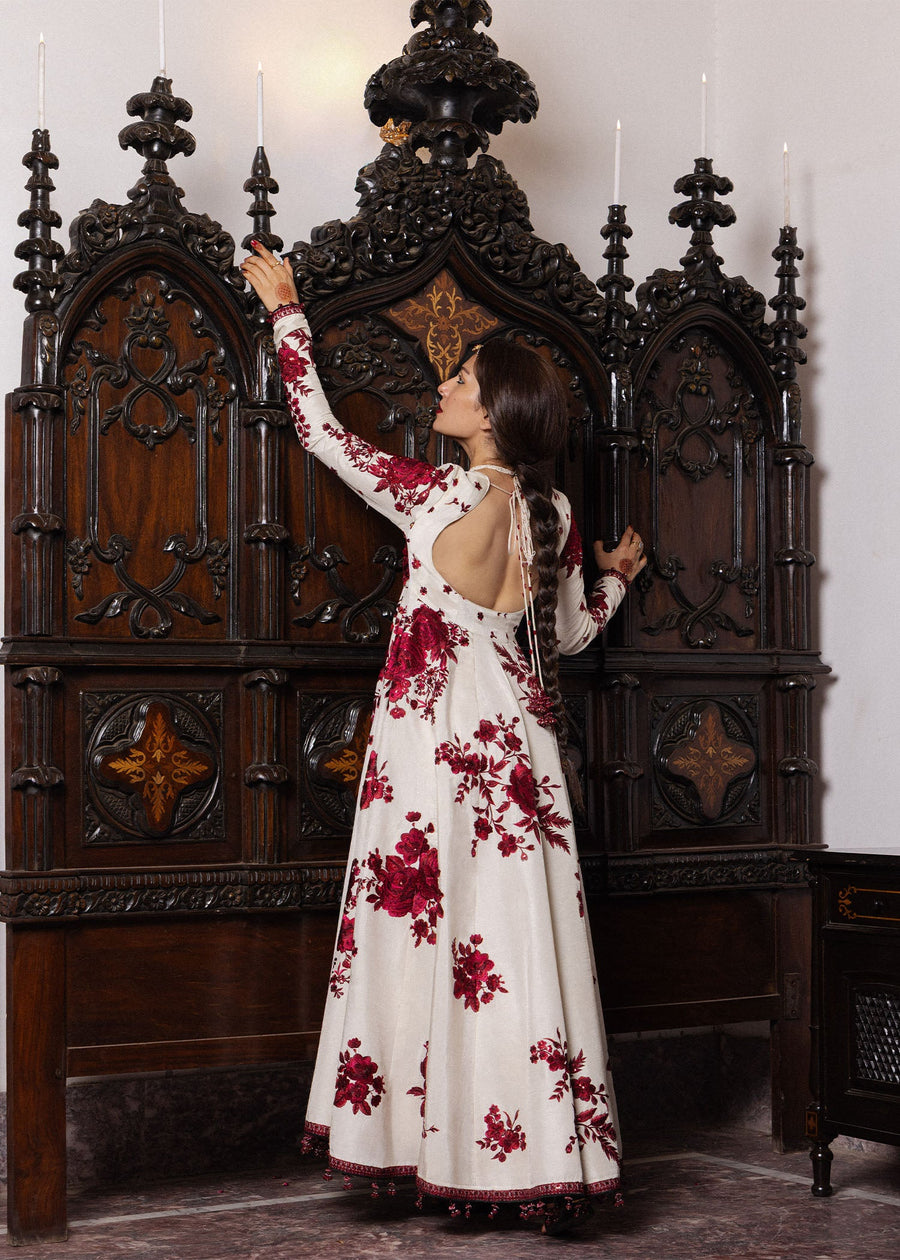 Hussain Rehar Festive Embroidered Korean Raw Silk Unstitched 3Pc Suit - GULNAR